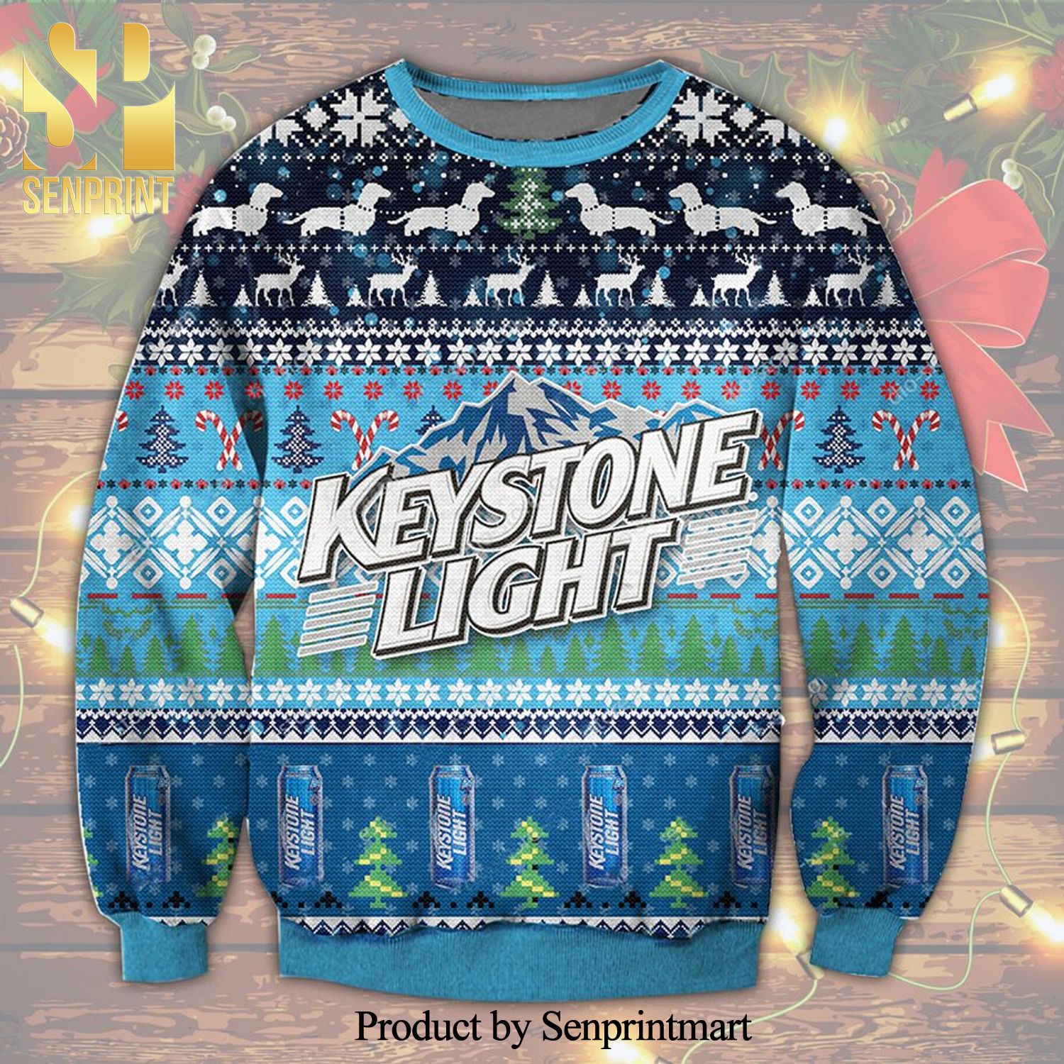 Keystone Light Beer Knitted Ugly Christmas Sweater