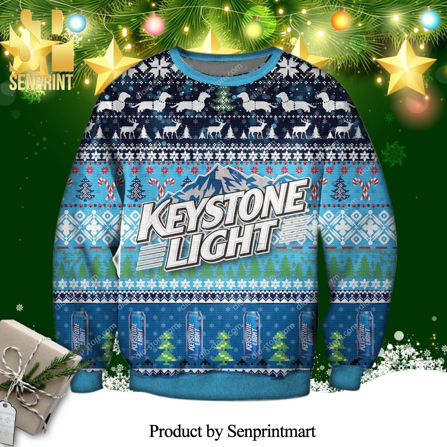 Keystone Light Beer Premium Knitted Ugly Christmas Sweater