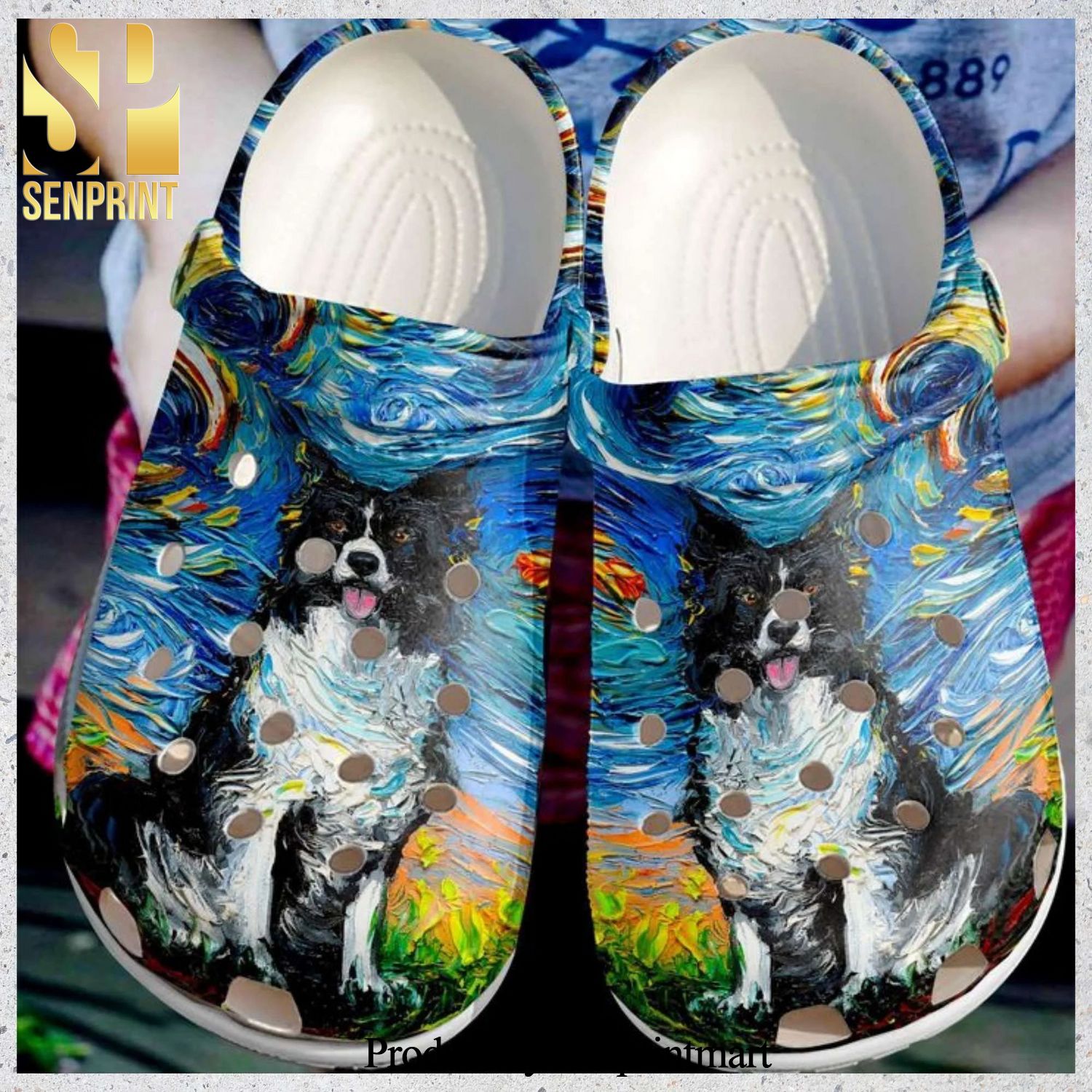 Border Collie Night Color Of Paint Crocband Crocs