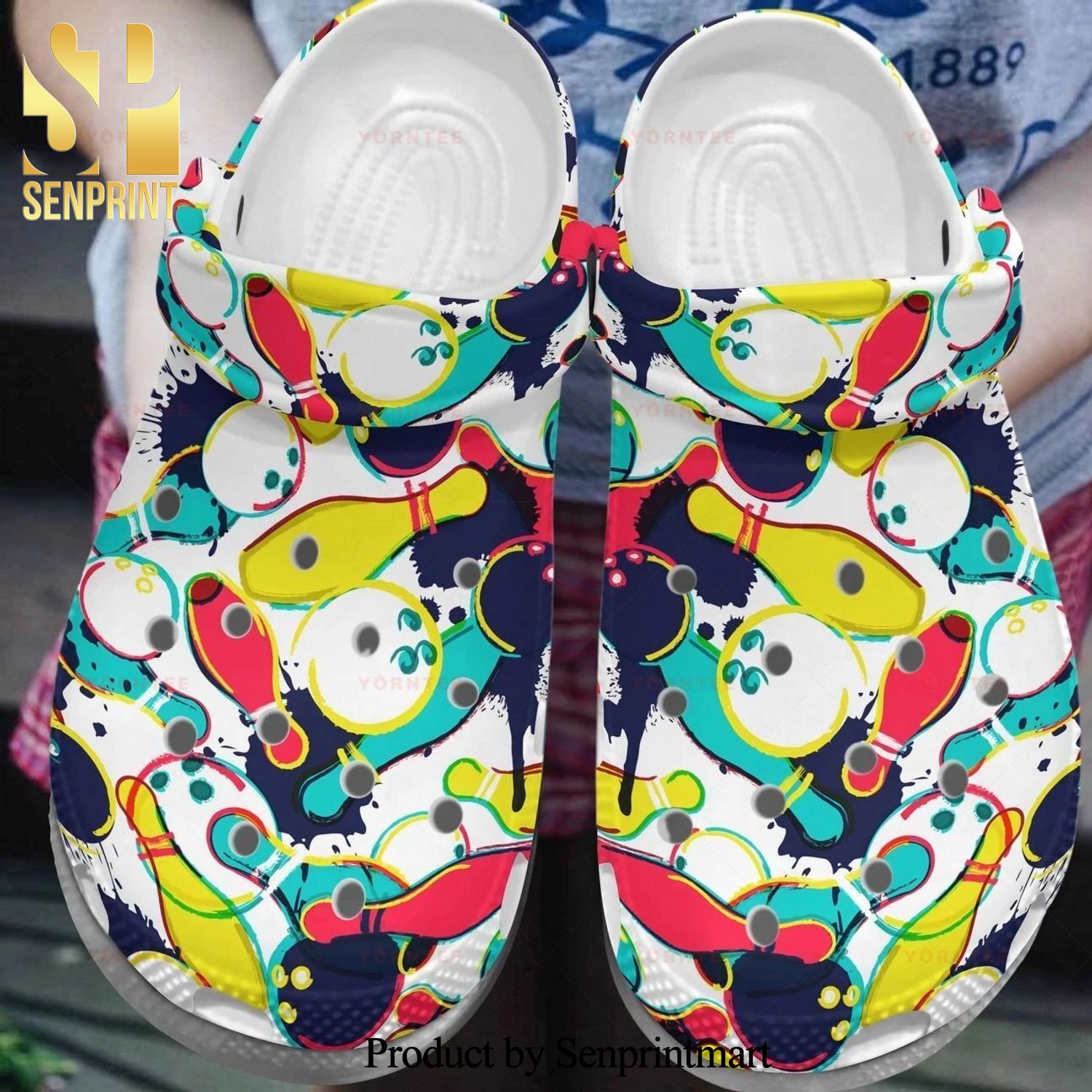 Bowling Colorful 3 Gift For Lover Full Printing Crocs Crocband In Unisex Adult Shoes