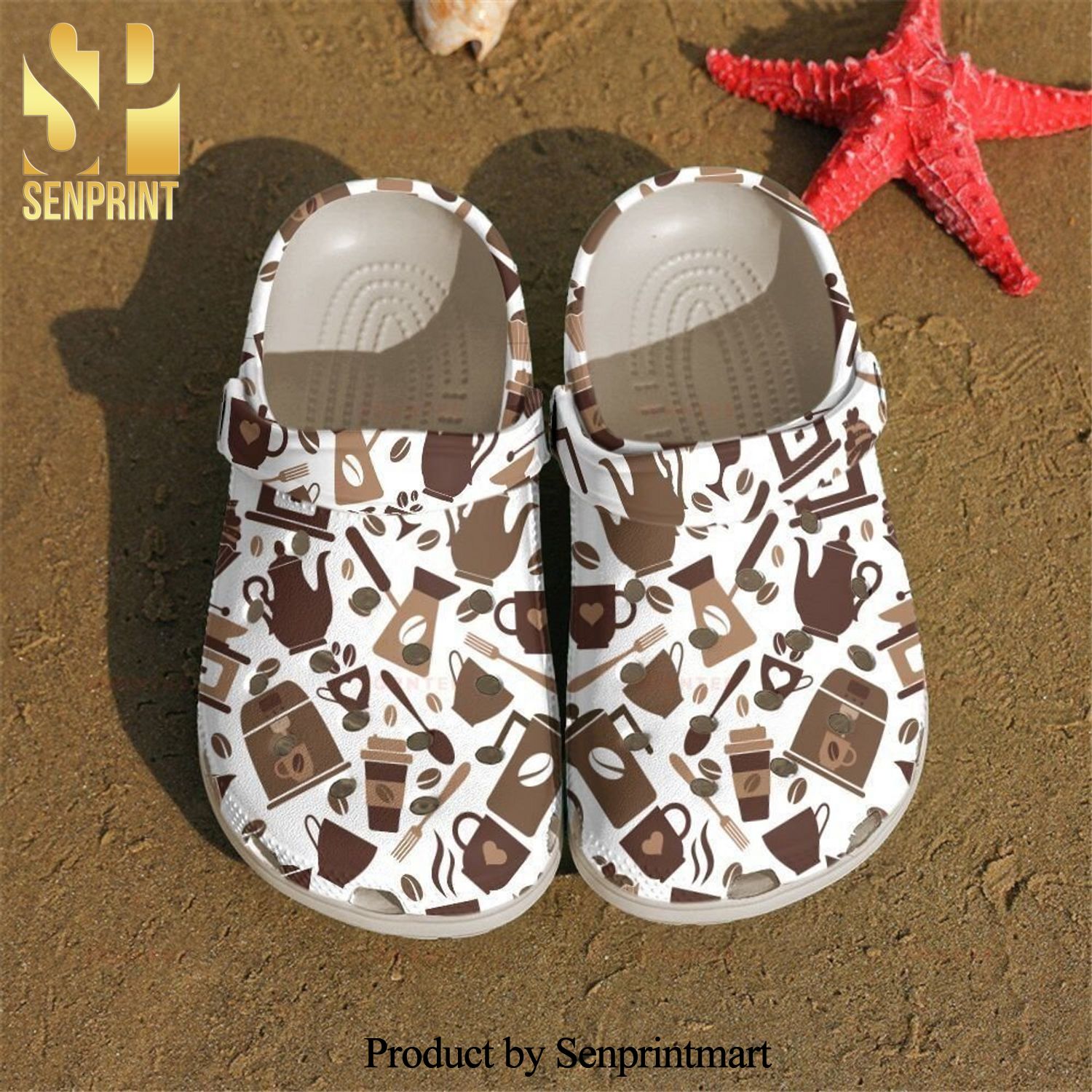 Brown Coffee Pattern Gift For Lover Street Style Crocs Crocband