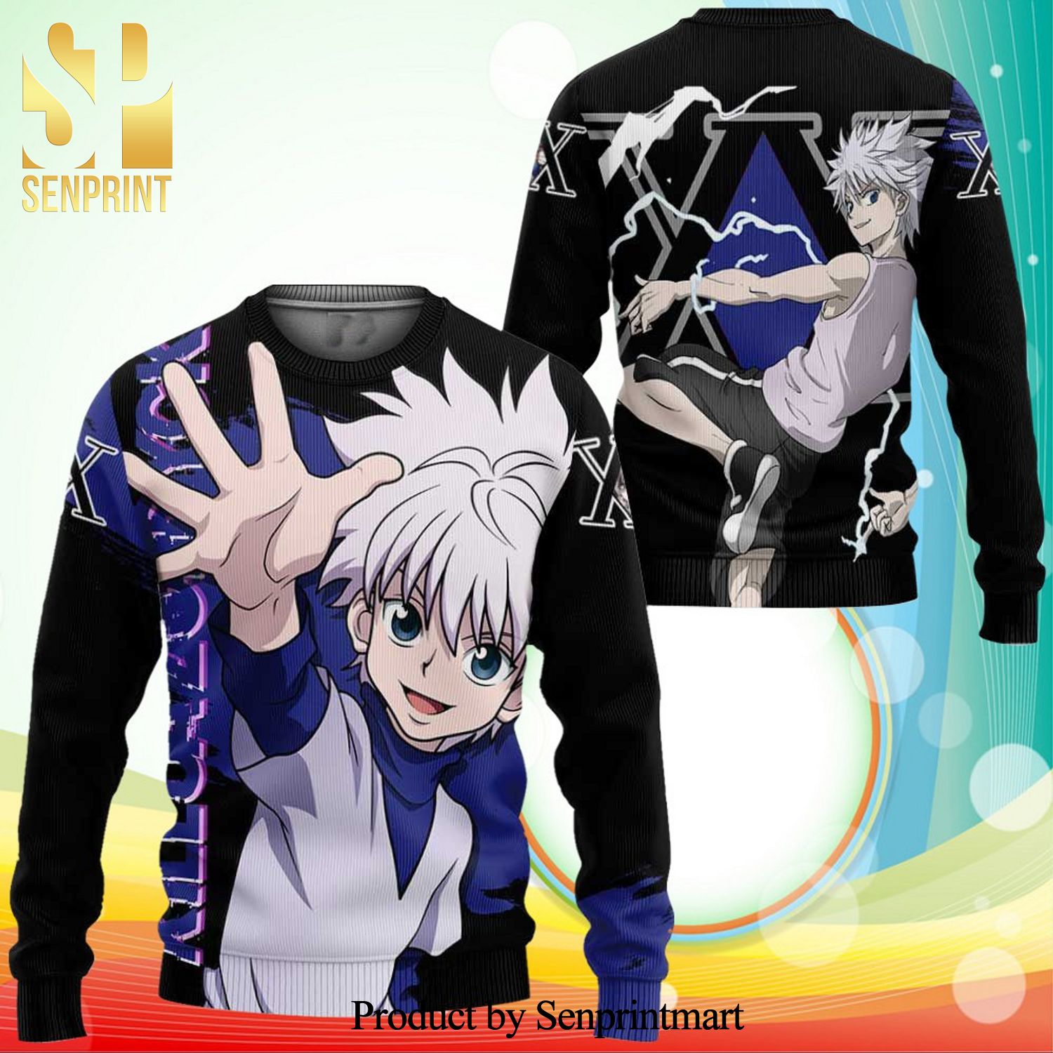 Killua Zoldyck Lightning Hunter X Hunter Manga Anime Knitted Ugly Christmas Sweater