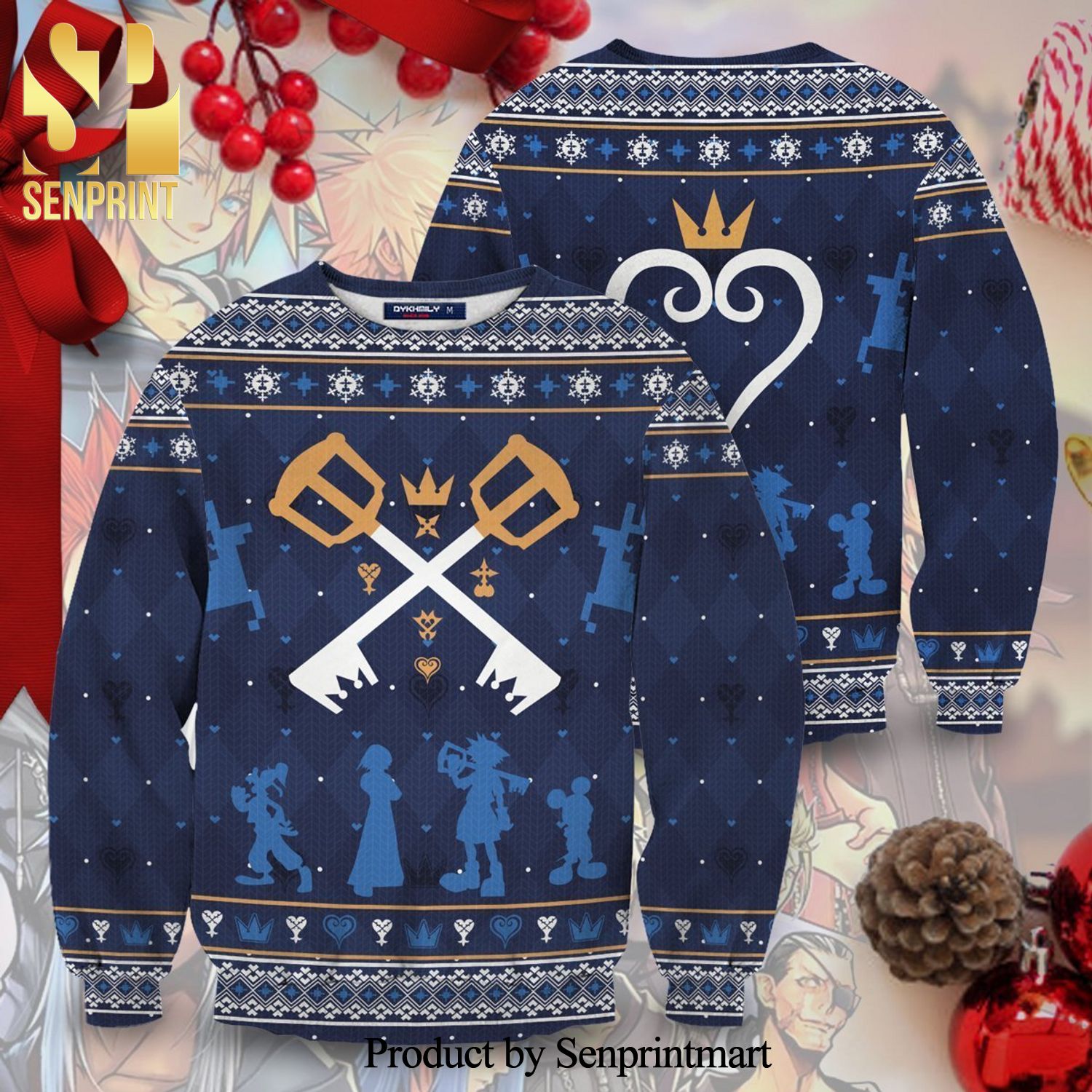 Kingdom Hearts Silhouette Disney Knitted Ugly Christmas Sweater