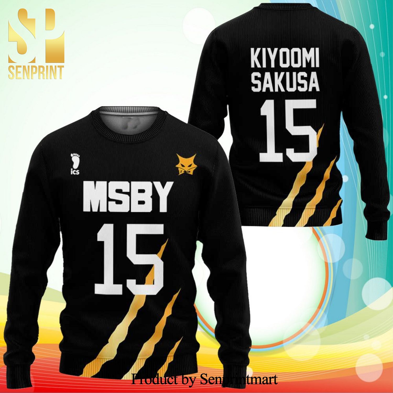 Kiyoomi Sakusa Msby Uniform Number 15 Haikyuu Anime Knitted Ugly Christmas Sweater