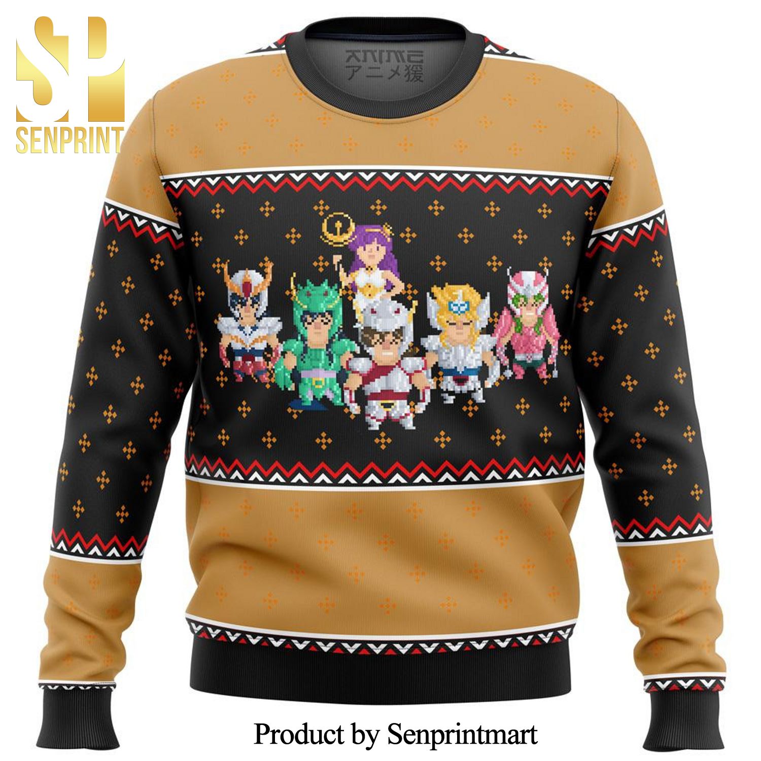 Knights Of The Zodiac Saint Seiya Chibi Knitted Ugly Christmas Sweater