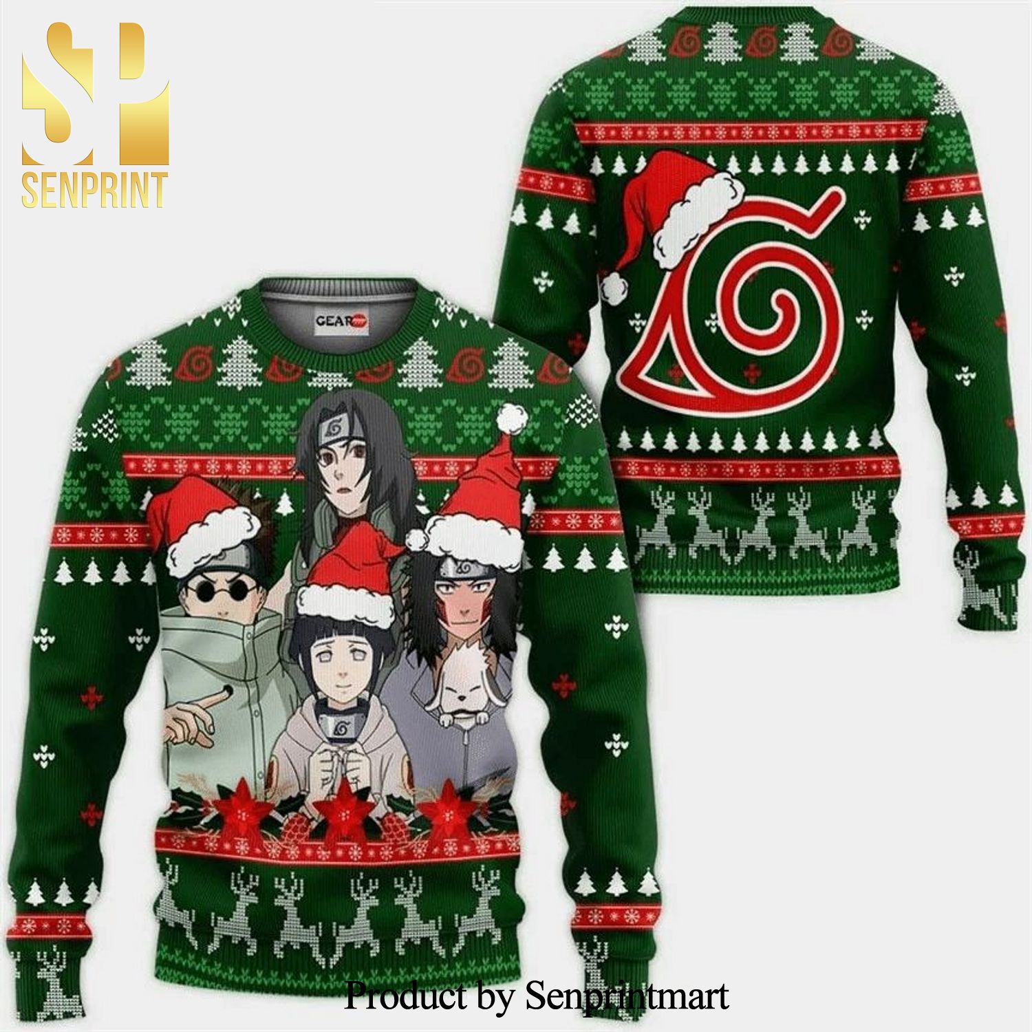 Konoha Team 8 Naruto Shippuden Manga Anime Knitted Ugly Christmas Sweater