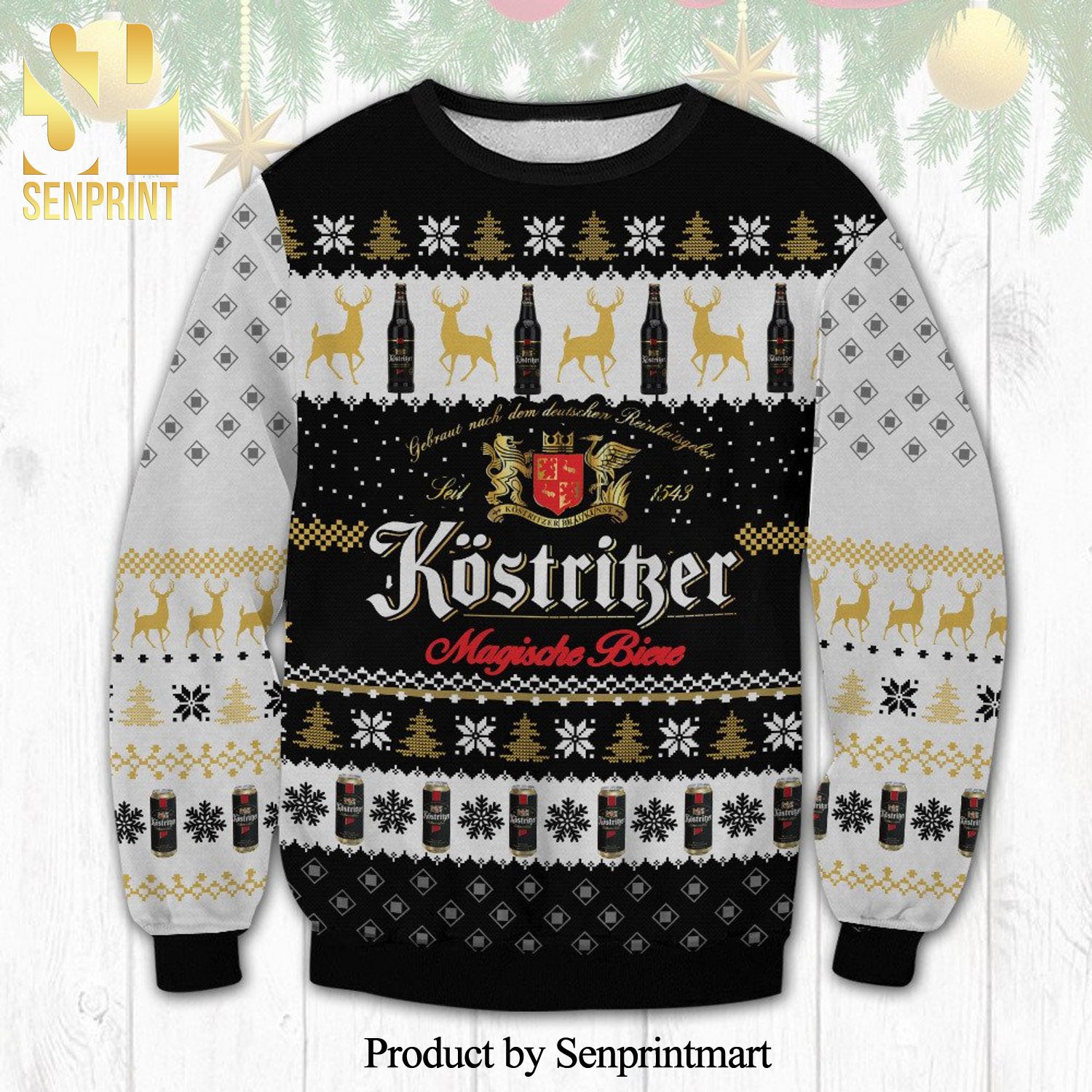 Kostritzer Schwarzbier Lager Beer Knitted Ugly Christmas Sweater