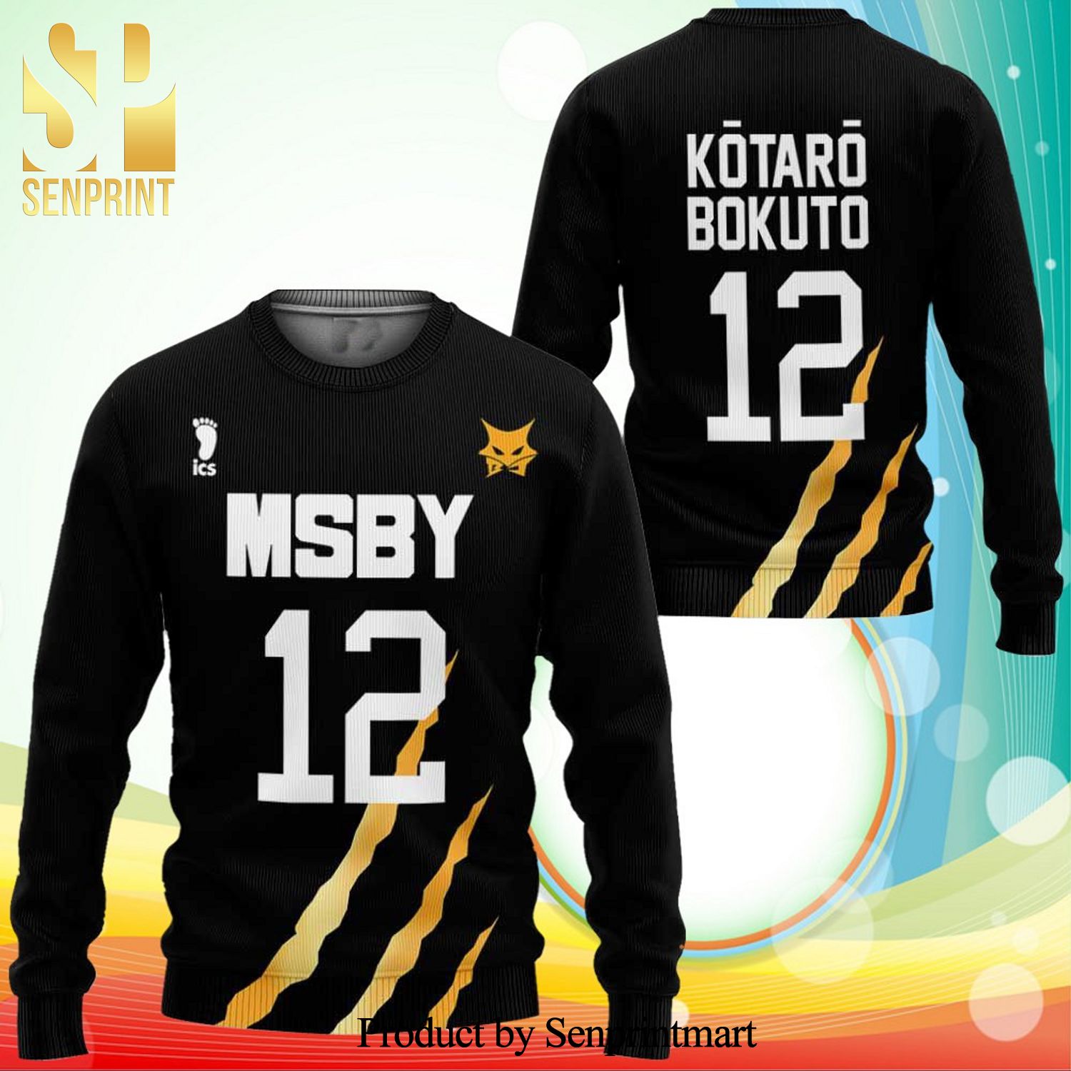 Kotaro Bokuto Haikyuu Msby Number 12 Anime Knitted Ugly Christmas Sweater