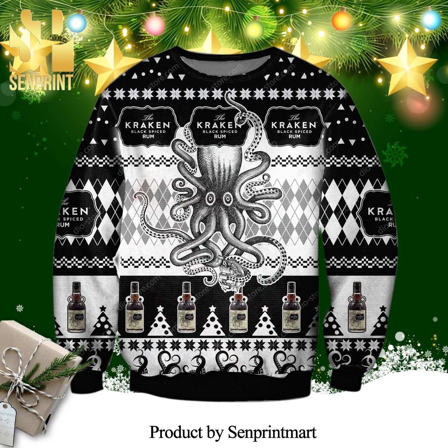 Kraken Black Spiced Rum Knitted Ugly Christmas Sweater