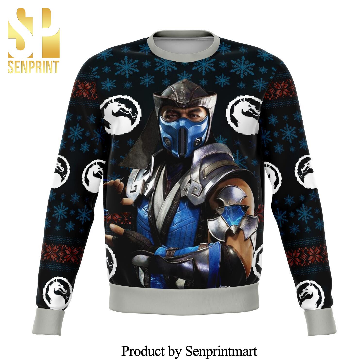 Kuai Liang Sub Zero Mortal Combat Game Knitted Ugly Christmas Sweater