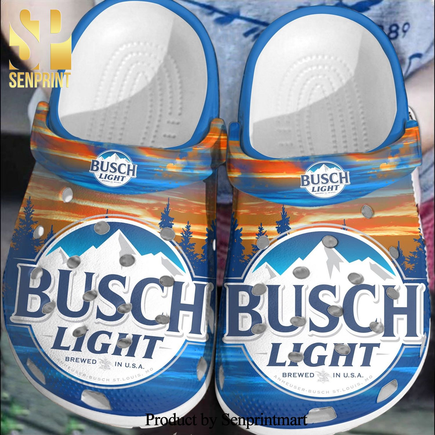 Busch Light Beer Camping Sunset Drink Comfortable Classic Waterar Full Printed Crocs Crocband In Unisex Adult Shoes