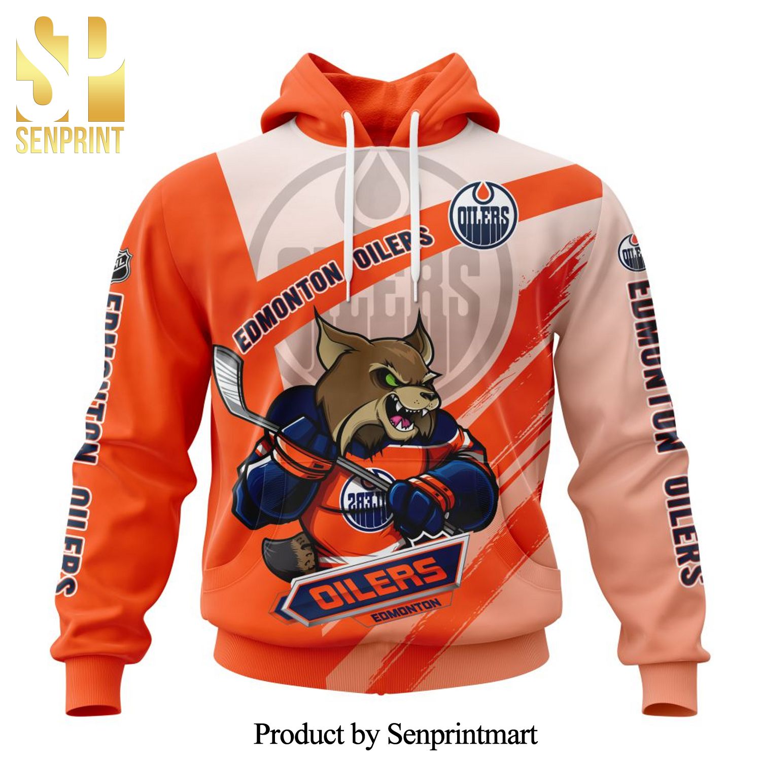 Edmonton Oilers Hunter The Lynx Mascot Concept Full Printing Shirt