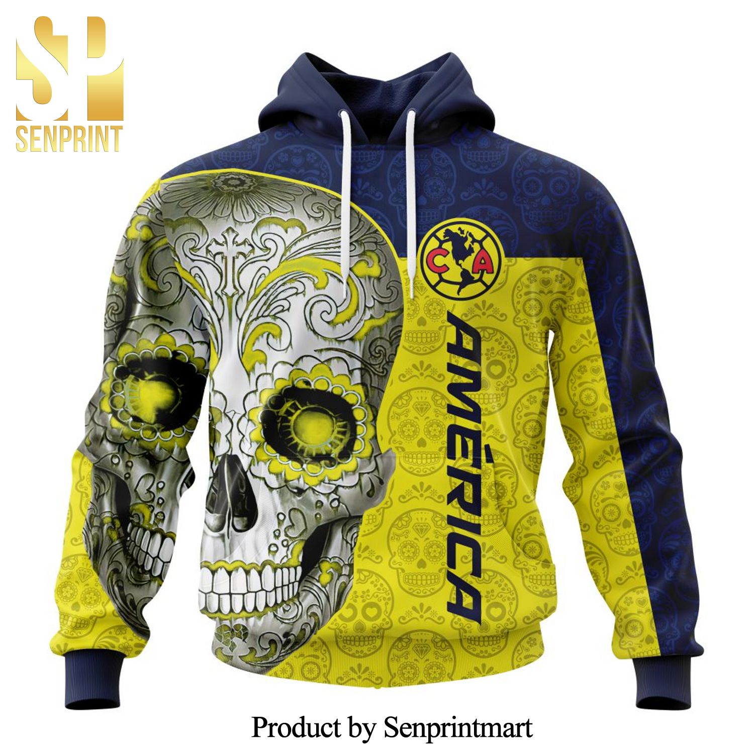 LIGA MX Club America Version Sugar Skull All Over Printed Shirt