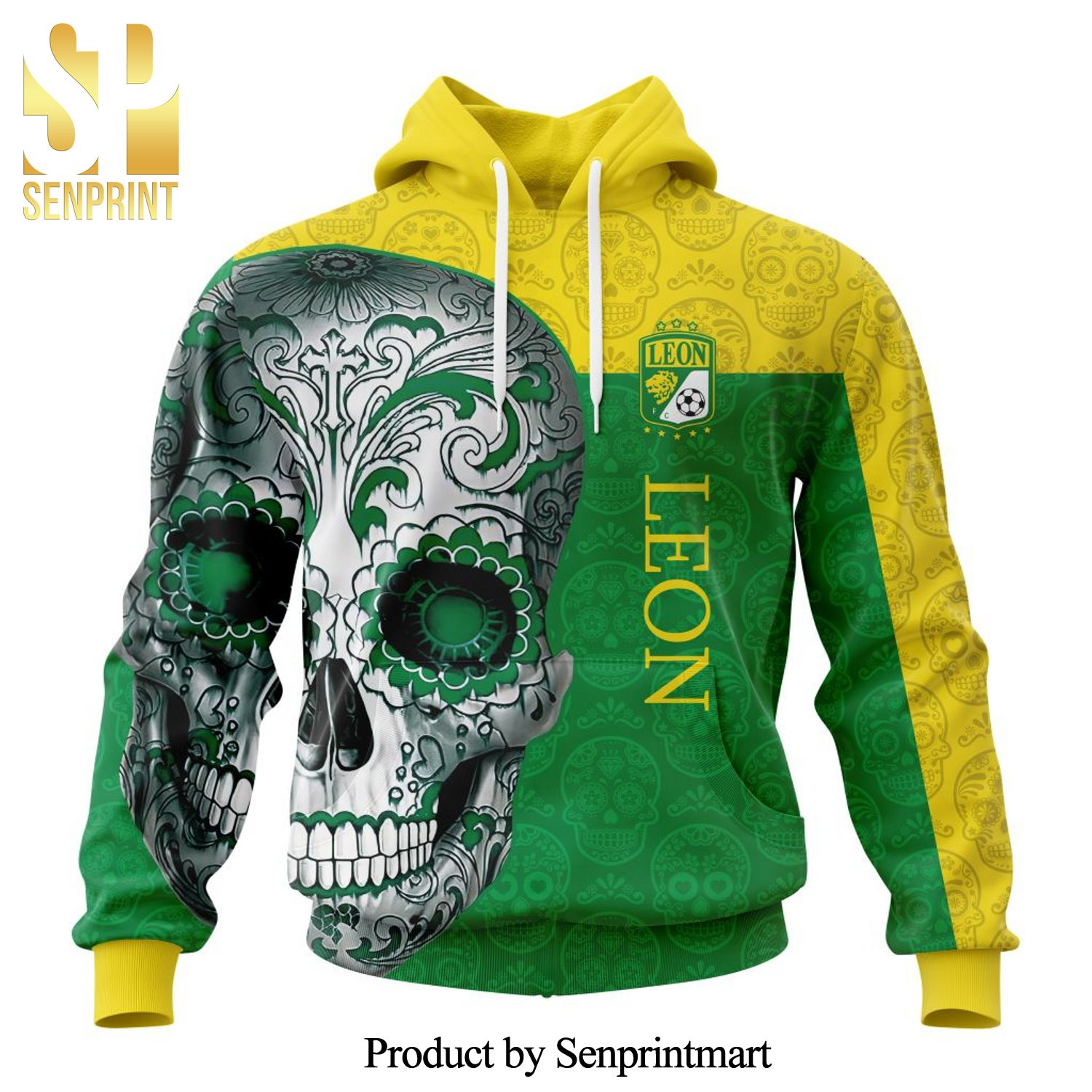 LIGA MX Club Leon Version Sugar Skull All Over Printed Shirt