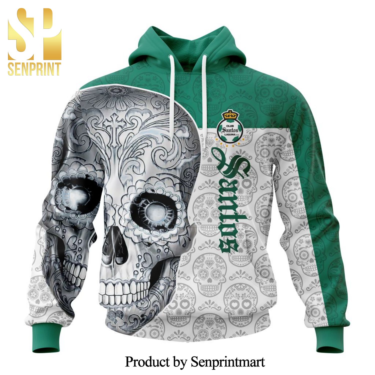 LIGA MX Club Santos Laguna Version Sugar Skull All Over Printed Shirt