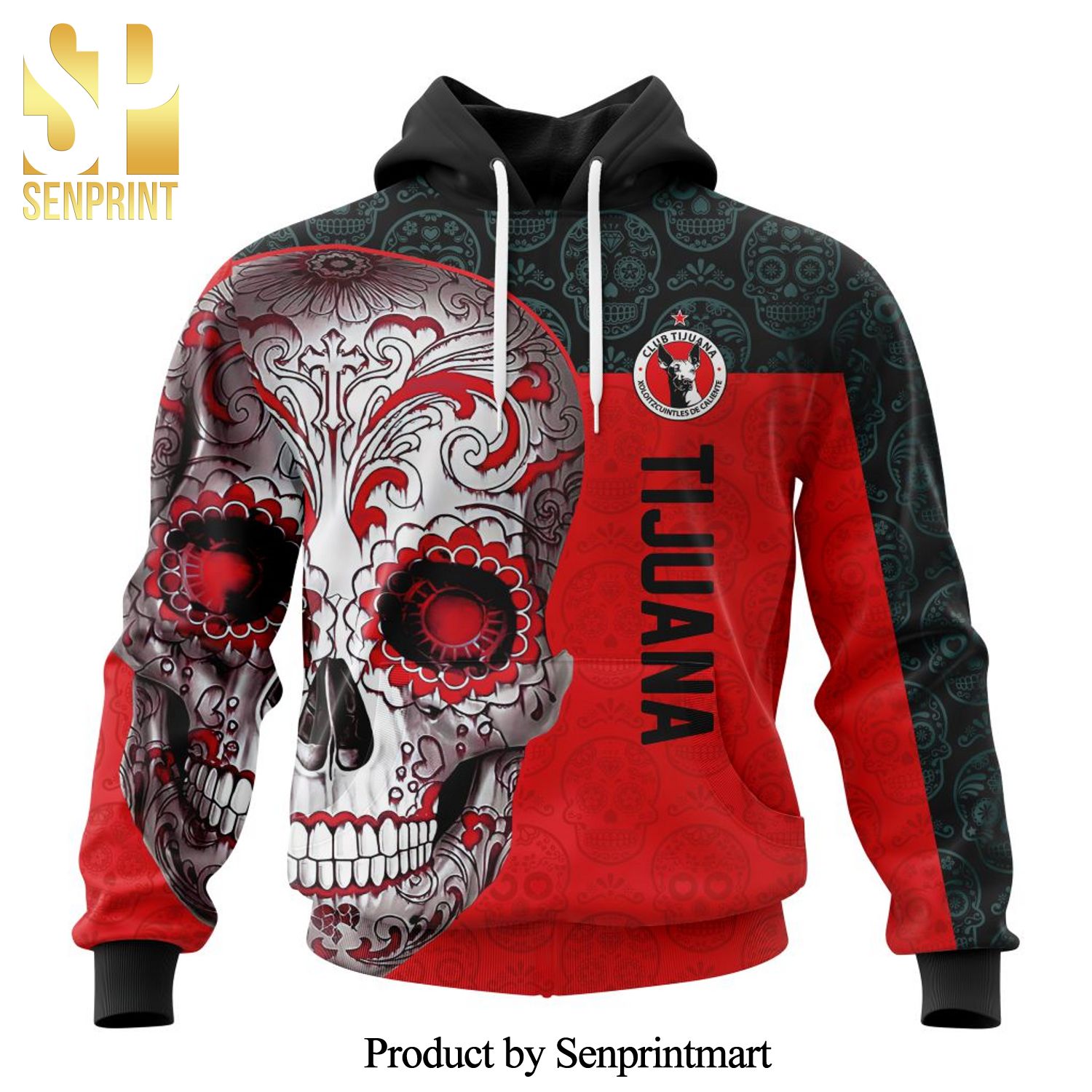 LIGA MX Club Tijuana Version Sugar Skull All Over Printed Shirt