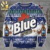 Labatt Blue Imported Pine Tree Pattern Knitted Ugly Christmas Sweater