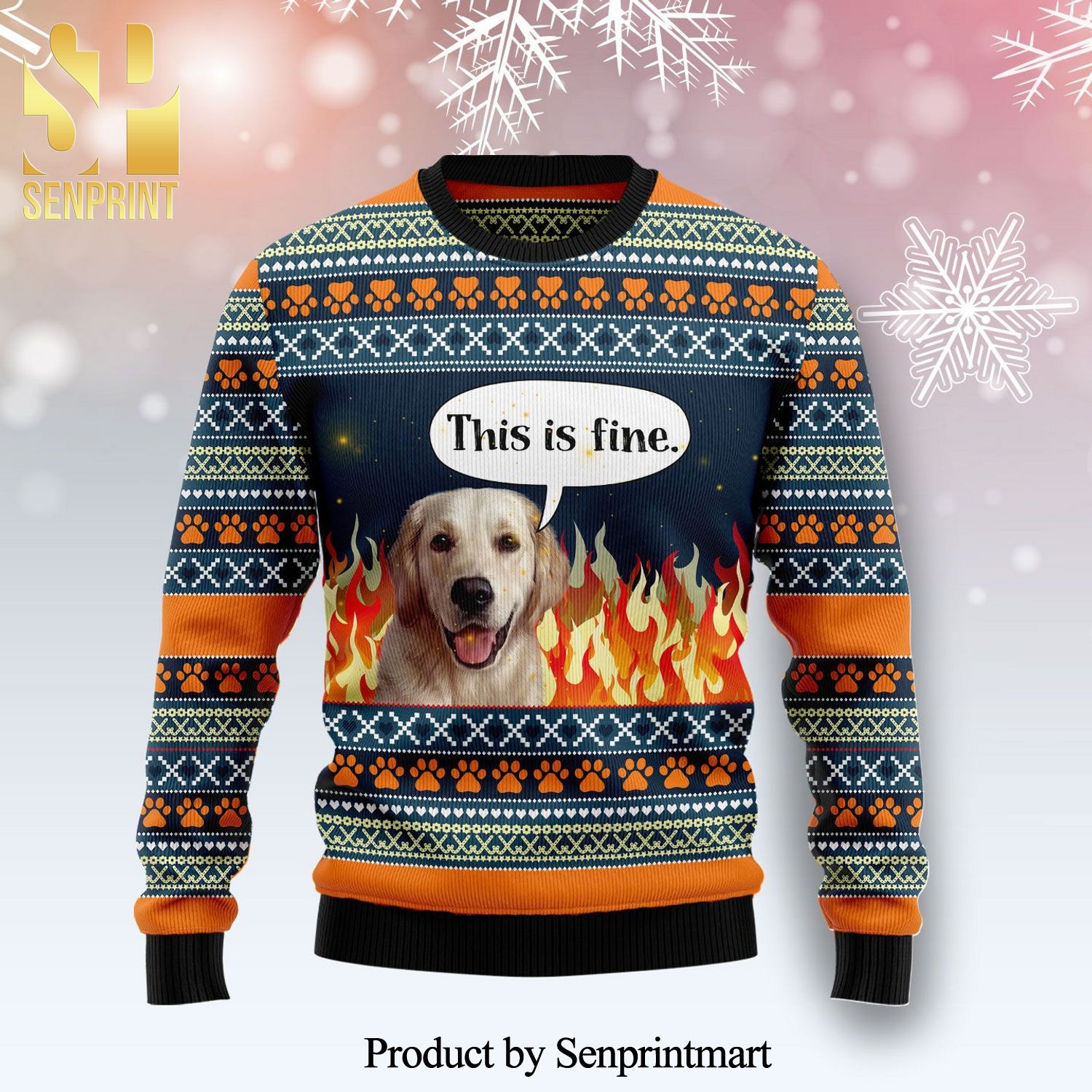 Labrador Retriever Fire Knitted Ugly Christmas Sweater