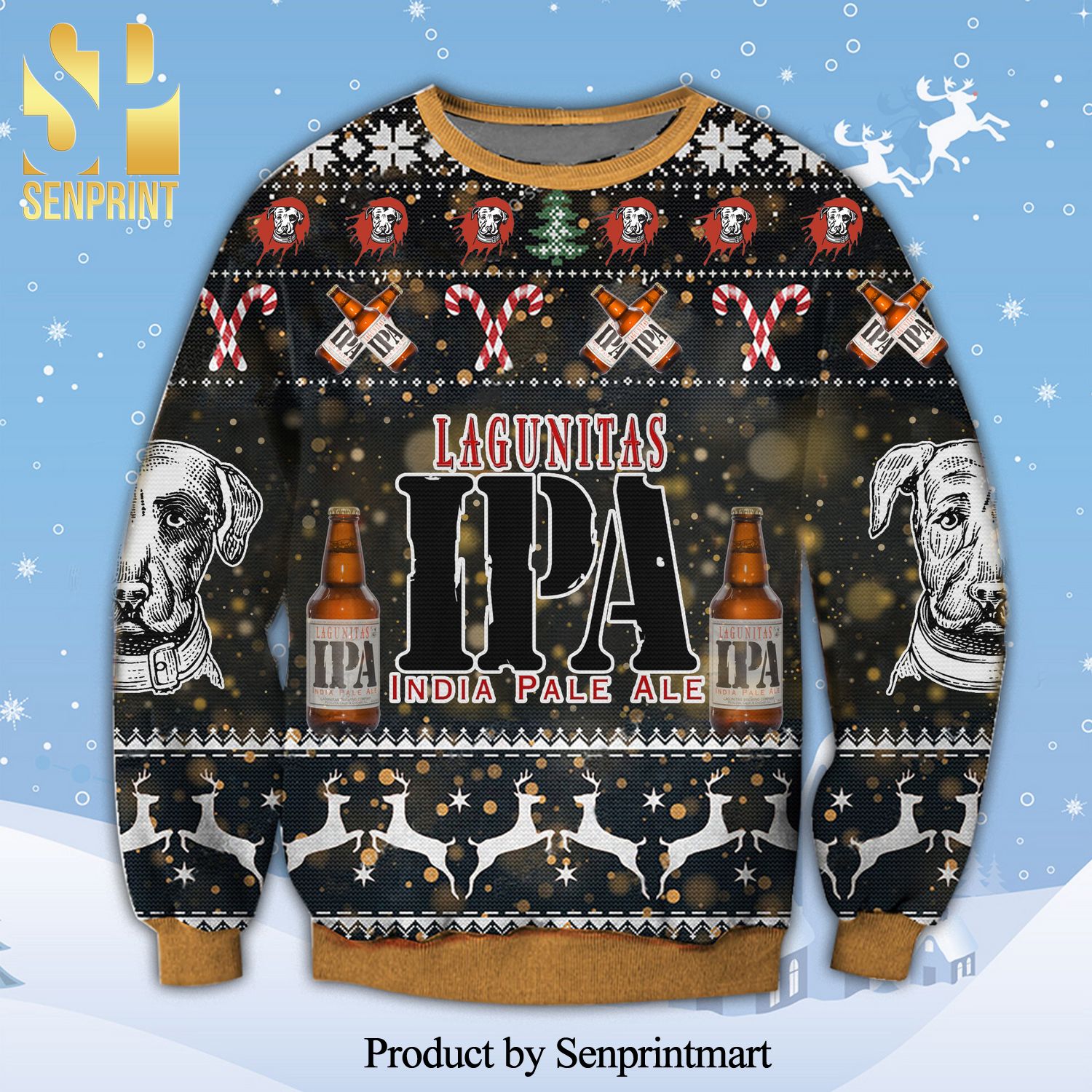 Lagunitas IPA Ale Knitted Ugly Christmas Sweater