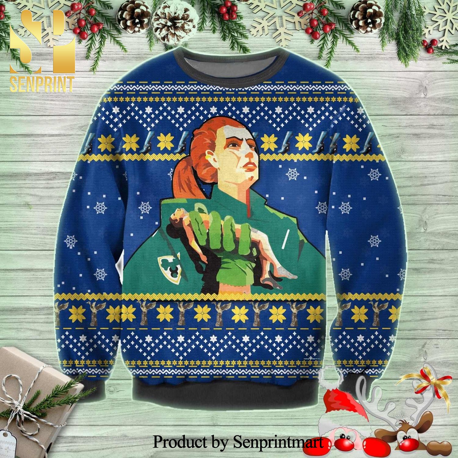 Lamia Reno Sexmission Poster Knitted Ugly Christmas Sweater