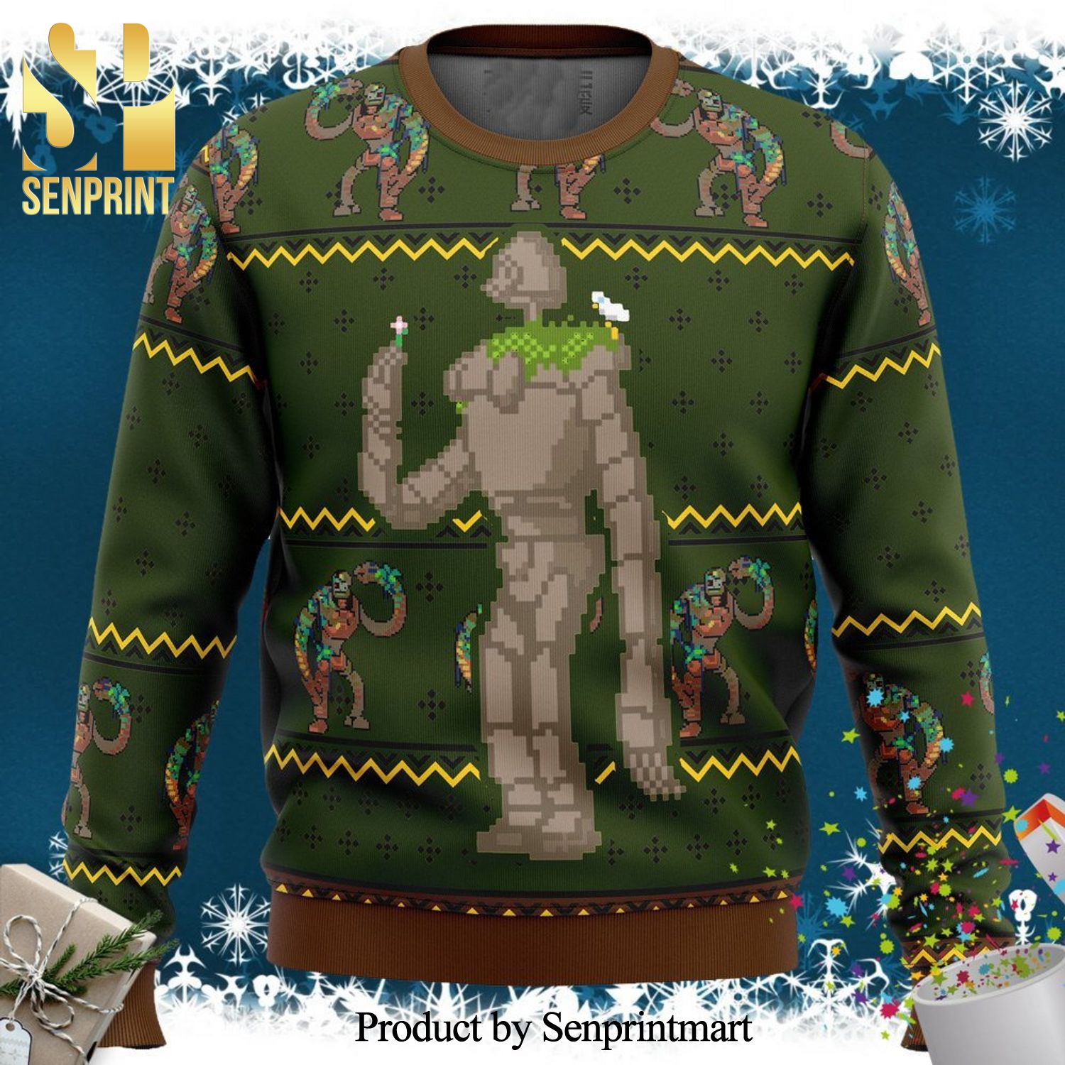 Laputan Robot Soldier Castle In The Sky Anime Knitted Ugly Christmas Sweater