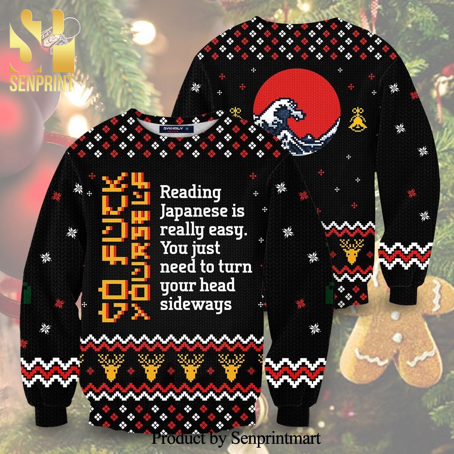 Learning Japanese Is Easy Knitted Ugly Christmas Sweater