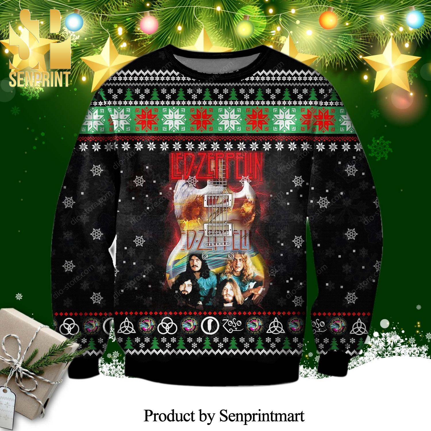 Led Zeppelin Rock Band Knitted Ugly Christmas Sweater