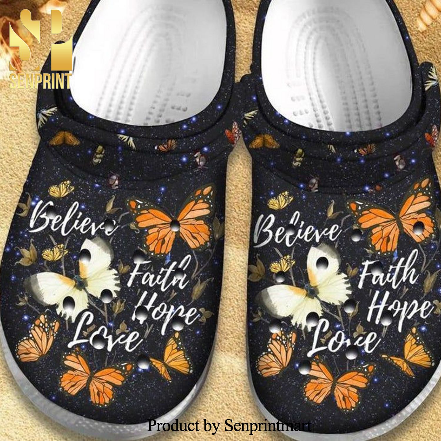 Butterflies Believe Faith Hope Love Women Shoes Cute Shoesa 3D Crocs Crocband Clog