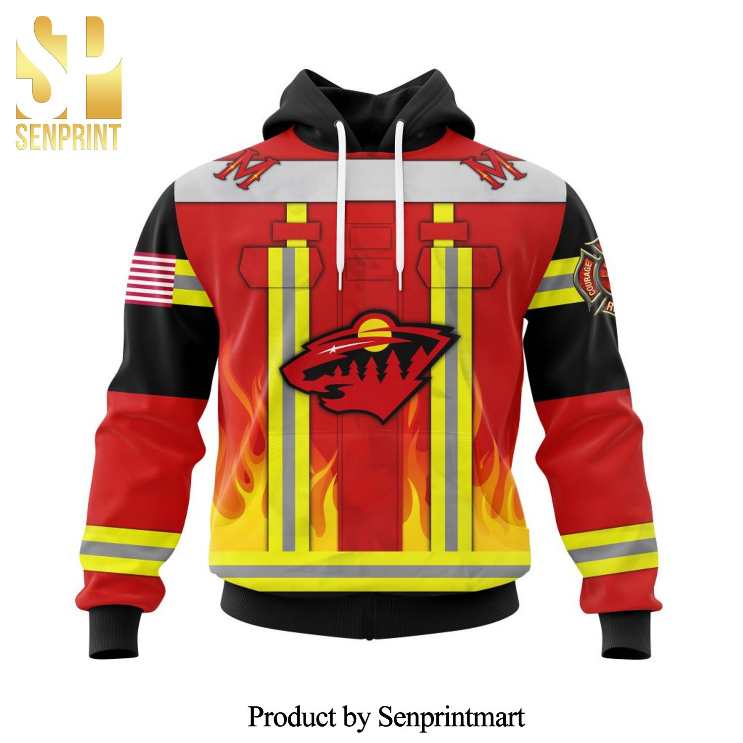 Minnesota Wild Honnor Firefighter Uniform All Over Printed Shirt