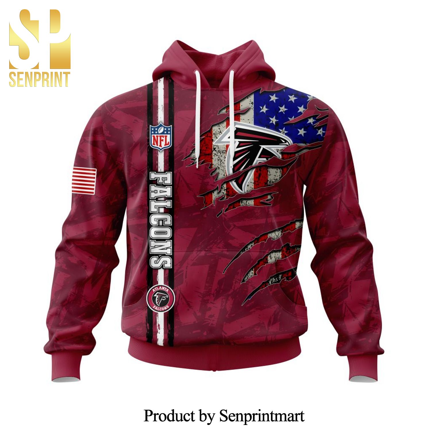 NFL Atlanta Falcons Personalized Name And Number With United States Flag All Over Printed Shirt
