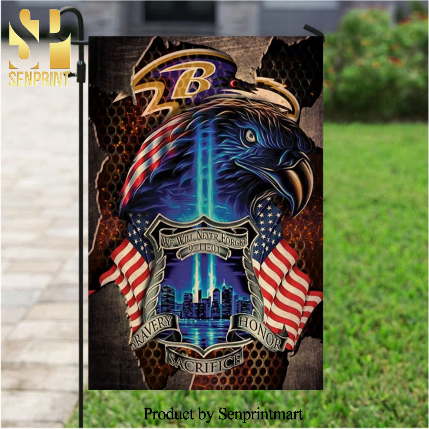 NFL Baltimore Ravens Specialized Flag For Honor Patriot Day We Will Never Forget All Over Printed Shirt