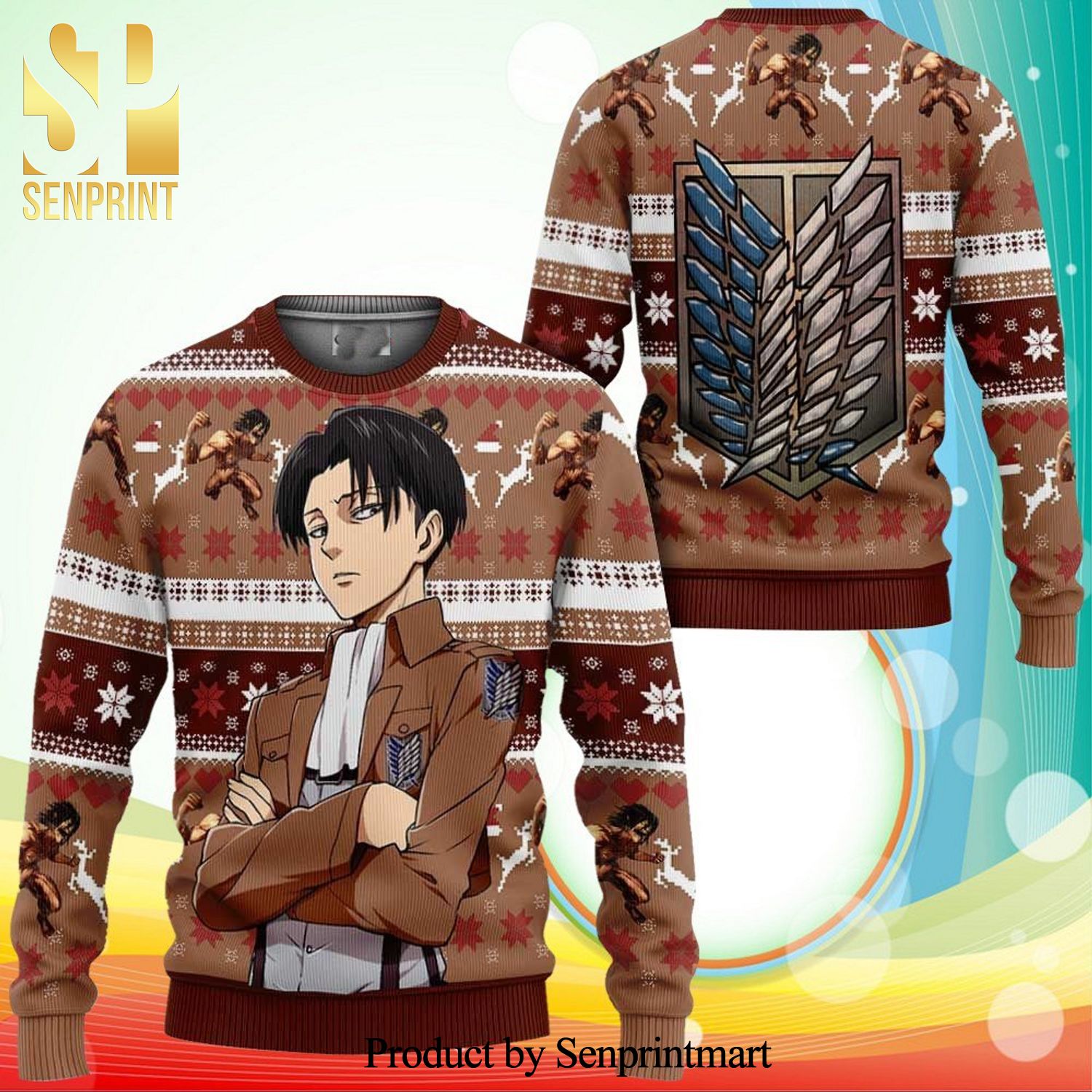 Levi Ackerman Attack On Titan Manga Anime Knitted Ugly Christmas Sweater