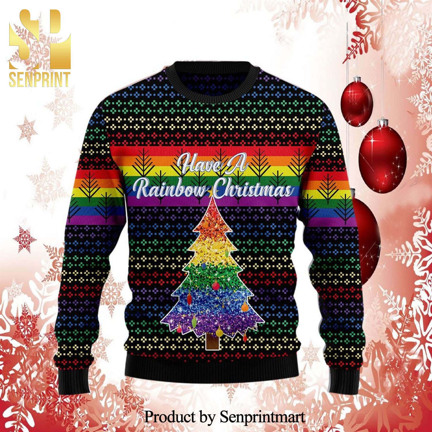 LGBT Have A Rainbow Xmas Knitted Ugly Christmas Sweater