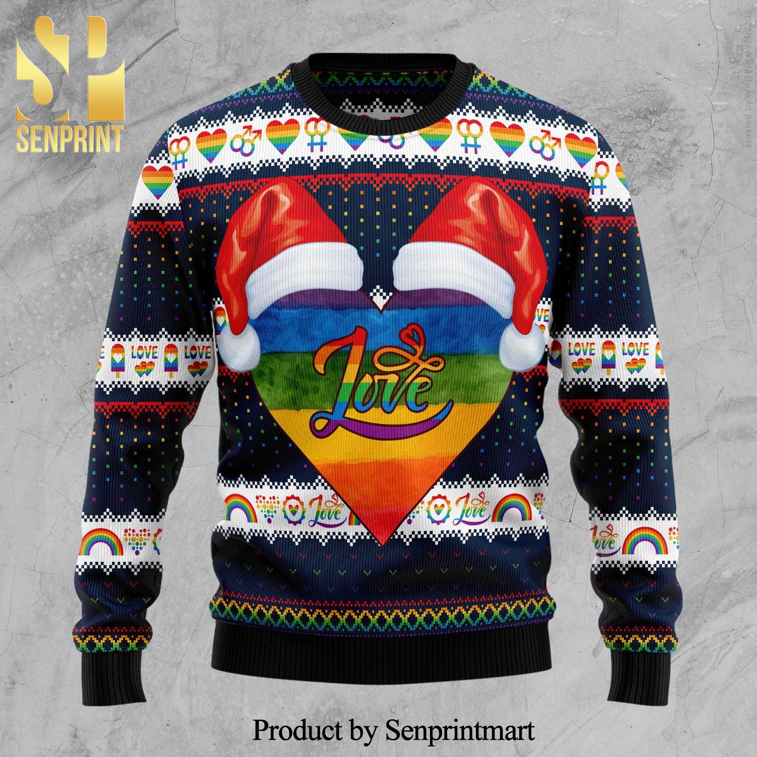 LGBT Heart Knitted Ugly Christmas Sweater