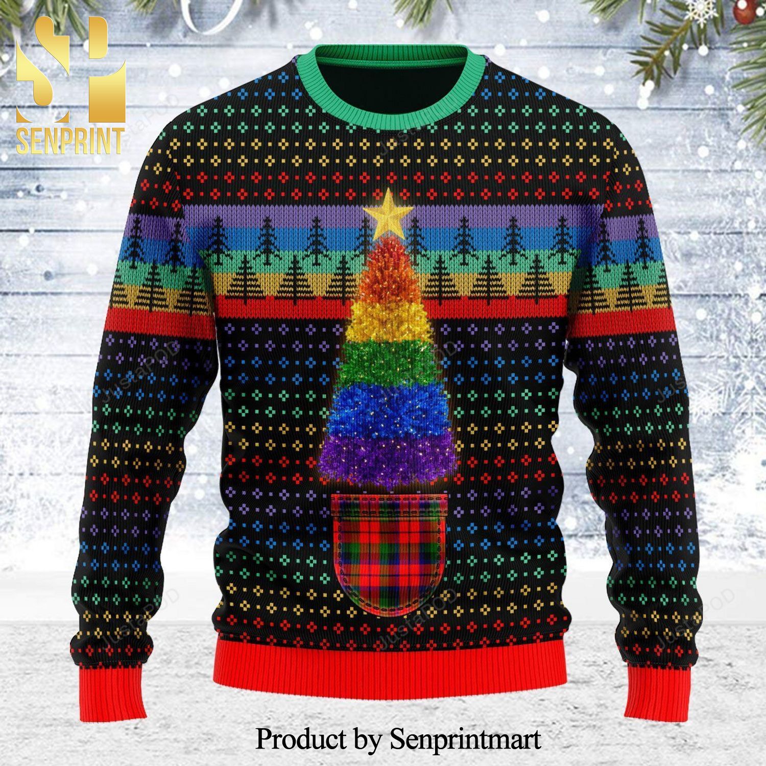 Lgbtq+ Christmas Tree Knitted Ugly Christmas Sweater