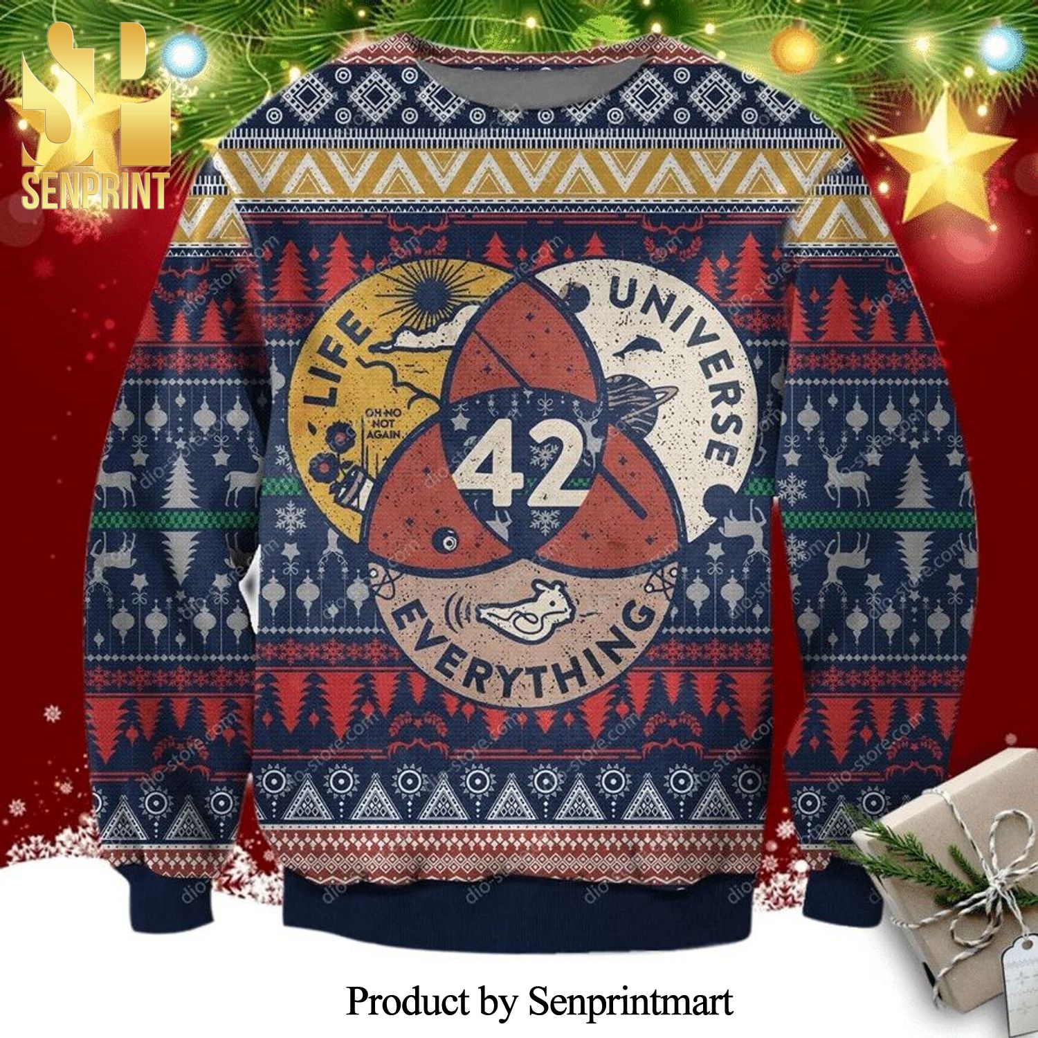 Life The Universe And Everything 42 Knitted Ugly Christmas Sweater