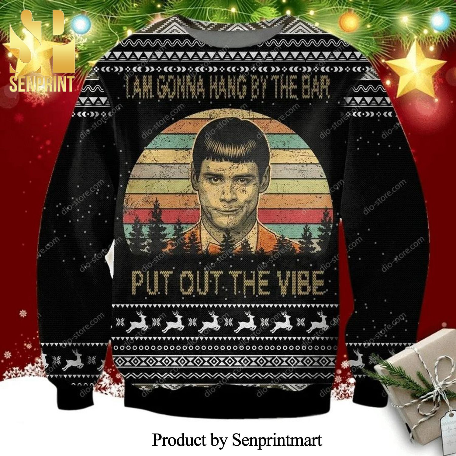 Lloyd Christmas Put Out The Vibe Dumb And Dumber To Comedy Knitted Ugly Christmas Sweater