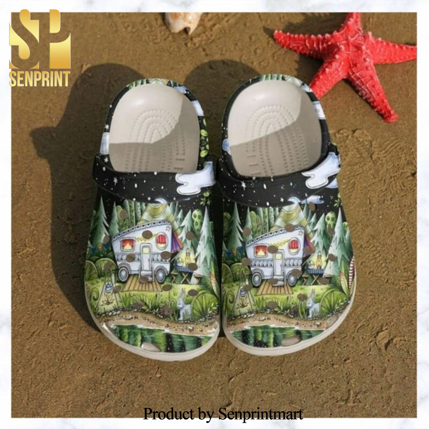 Camping Camper In The Night All Over Printed Unisex Crocs Crocband Clog