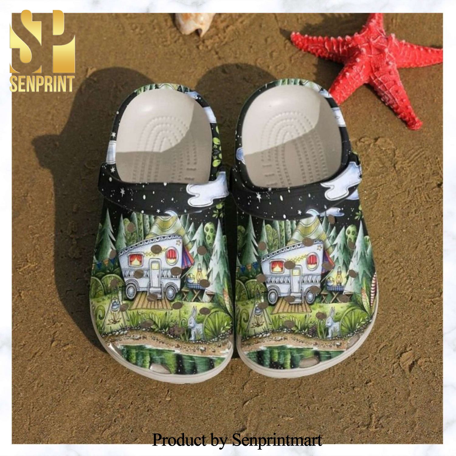 Camping Camper In The Night New Outfit Crocs Crocband In Unisex Adult Shoes