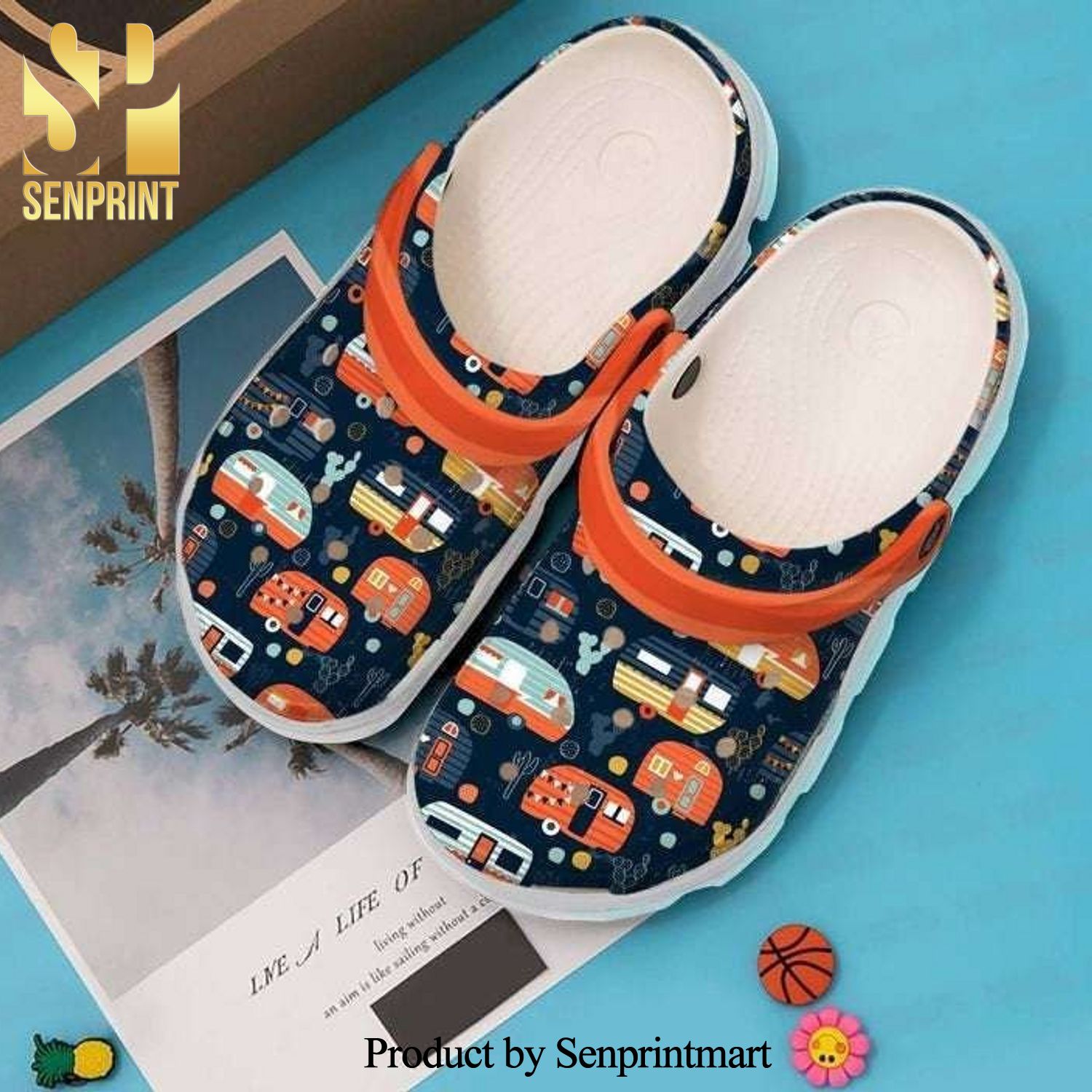 Camping Happy Campers Full Printed Crocs Shoes