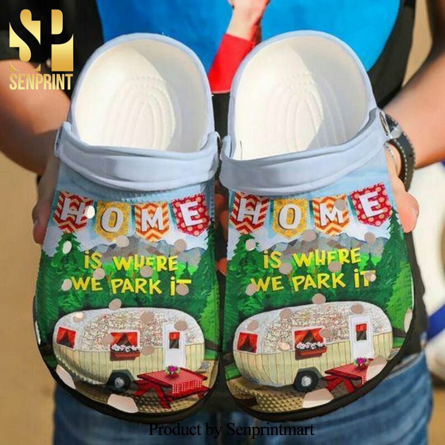 Camping Home Is Where We Park It Personalized Cartoon 7 Gift For Lover Street Style Unisex Crocs Crocband Clog