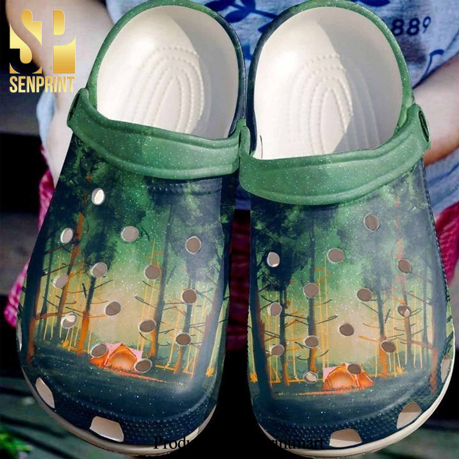 Camping In The Woods Full Printing Crocs Crocband Clog