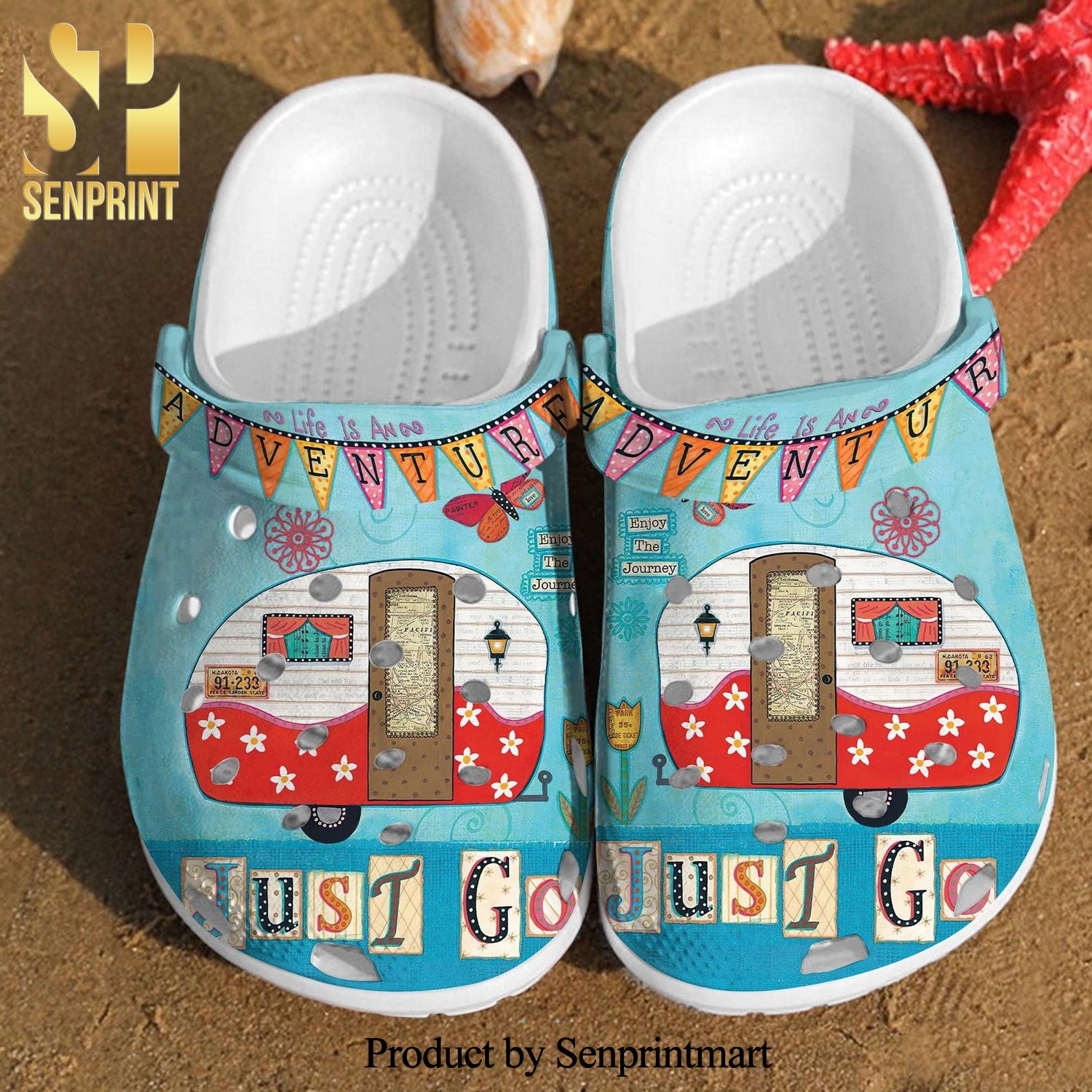 Camping Juts Go Summer Happy Camper Best All Over Printed Crocs Crocband Adult Clogs