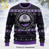 Lord of The Rings Taters Potatoes Recipe Pine Tree And Reindeer Pattern Knitted Ugly Christmas Sweater – Black