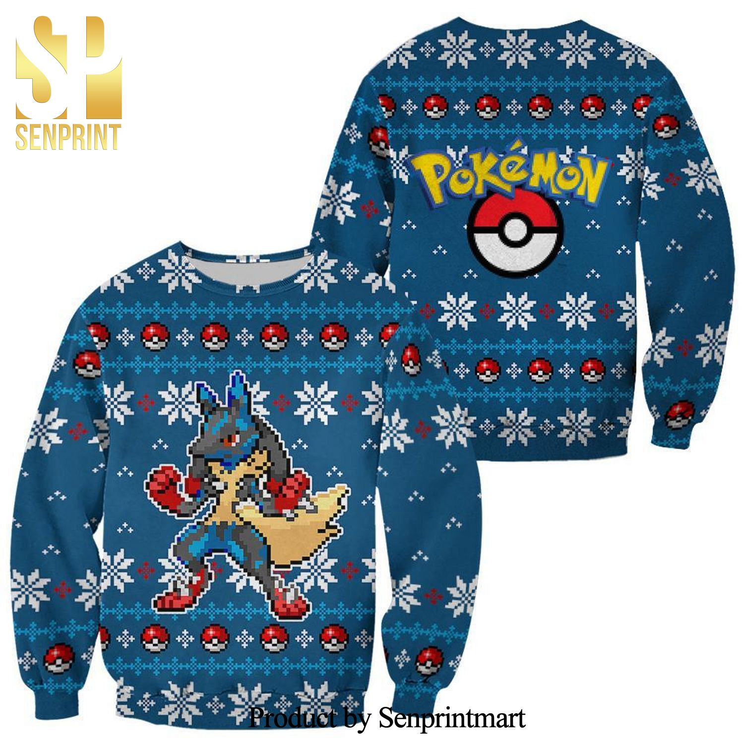 Lucario Pokemon Anime Manga Knitted Ugly Christmas Sweater