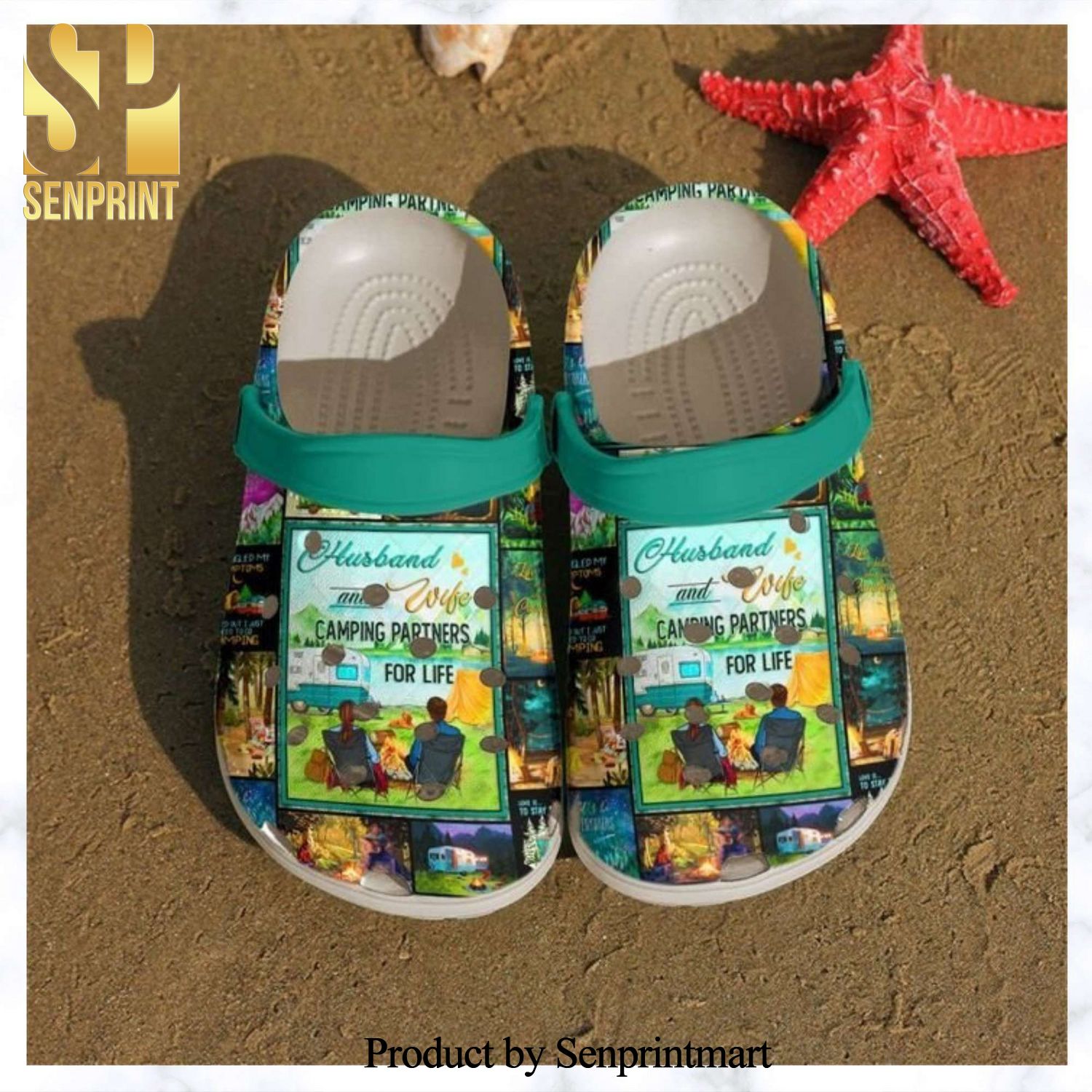 Camping Partner Full Printed Crocs Crocband Adult Clogs