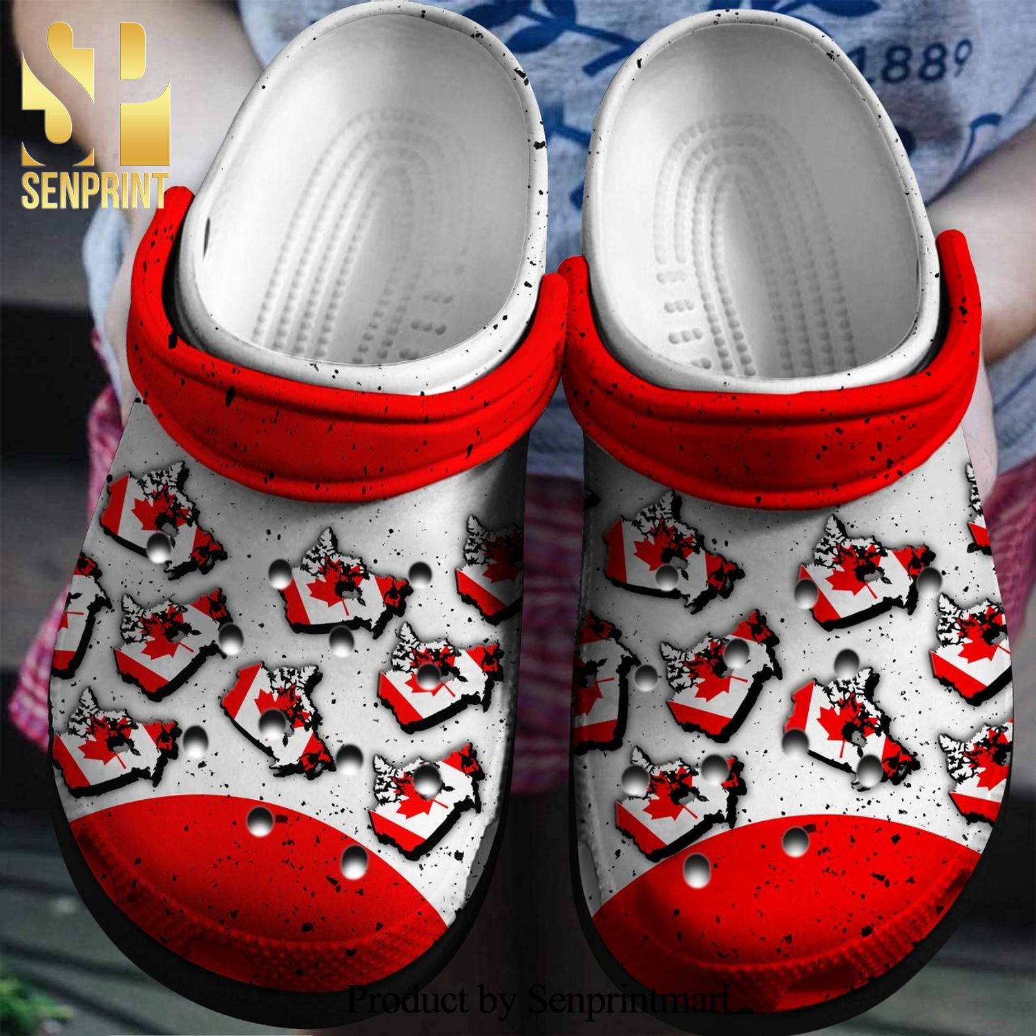 Canada Flag In Map For Men And Women Gift For Fan Classic Water Hypebeast Fashion Unisex Crocs Crocband Clog