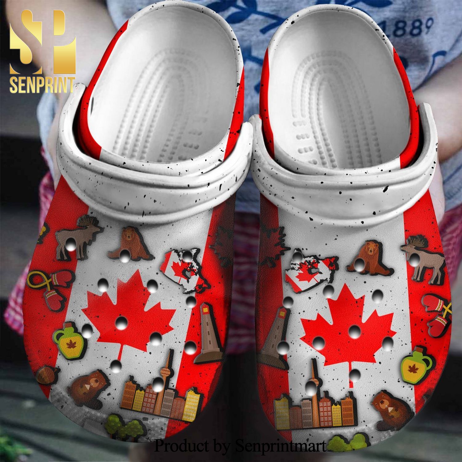 Canadian Flag Symbol For Men And Women Gift For Fan Classic Water Crocs Shoes