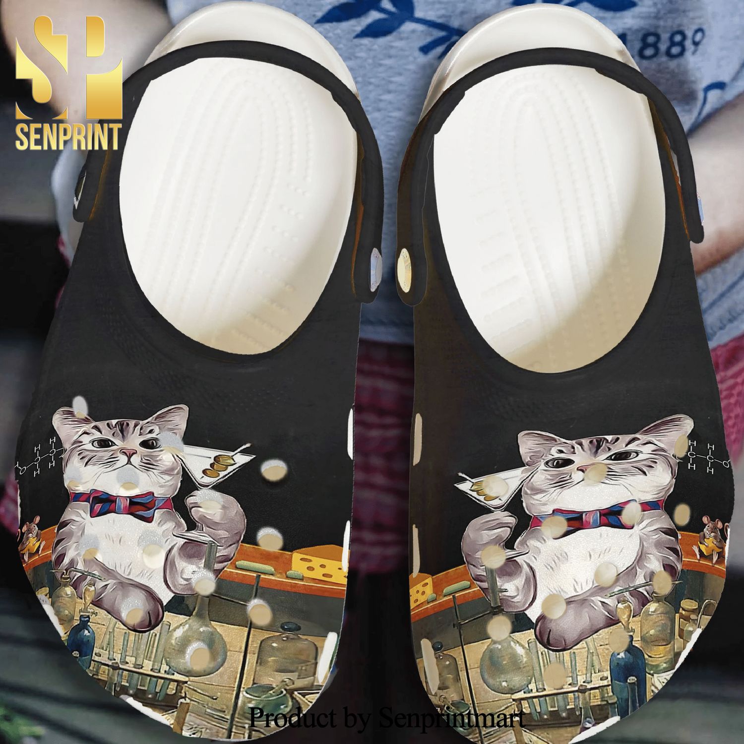 Cat And Wine Cute Cat Gift For Lover Full Printed Crocs Sandals