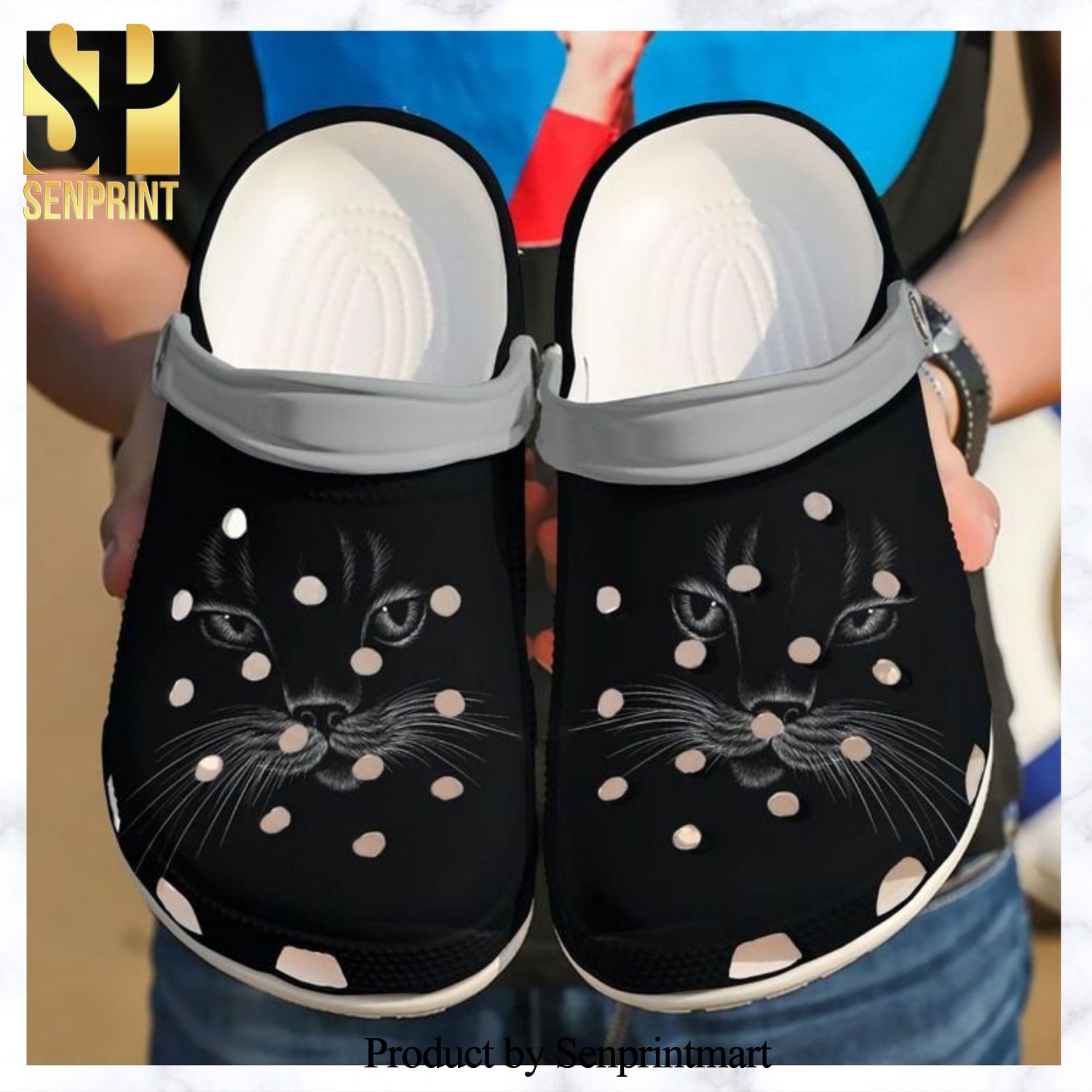 Cat Black Face 3D Crocs Crocband In Unisex Adult Shoes